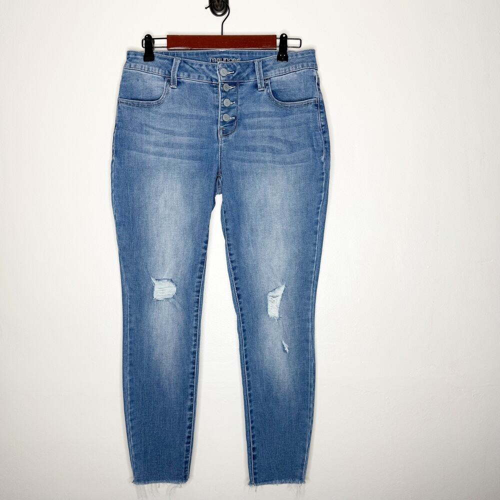 Maurice’s Mid Rise Button-fly Distressed Skinny Jeans Women’s Size Medium Short